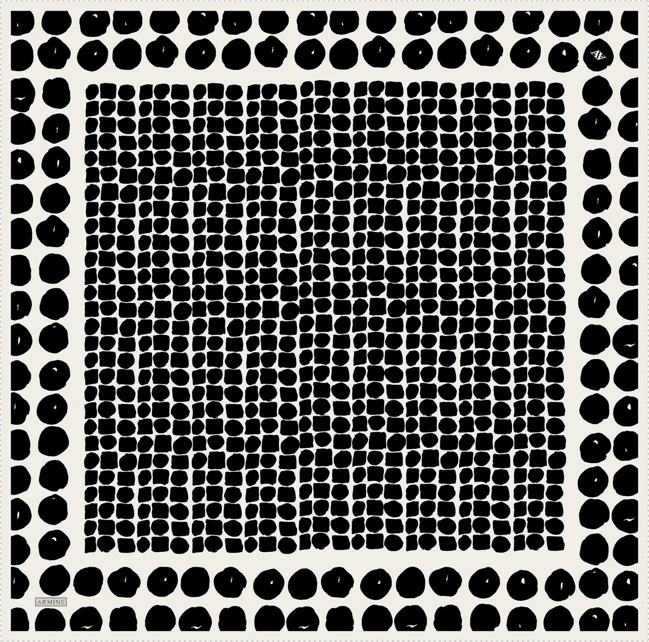 Armine Geometrik Desenli Saf İpek Twill Eşarp 9354d 80 Siyah