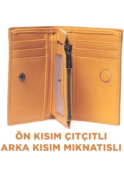 Grande Gerçek Deri Unisex Cüzdan Hakiki Deri Küçük Boy Sarı