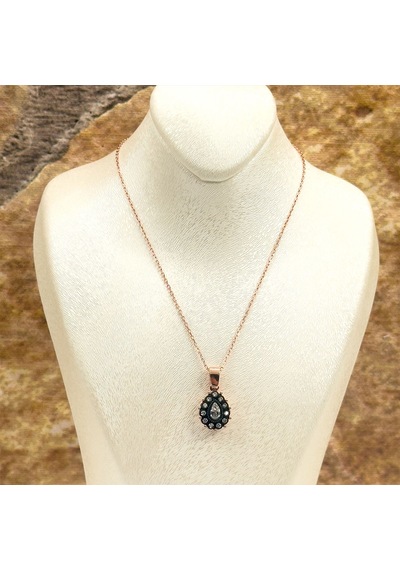 Elmas Montür Rosegold Damla Gümüş Set Takım Rose Gold