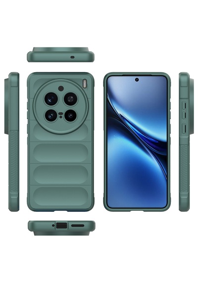 Vivo X200 Pro Kılıf Kamera Korumalı Esnek Tpu Oyuklu Arka Yüzey Tasarımlı Silikon Kapak Koyu Yeşil