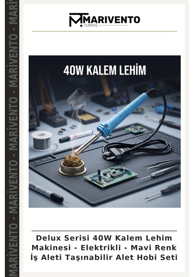 Delux Serisi 40w Kalem Lehim Makinesi - Elektrikli - Mavi Renk İş Aleti Taşınabilir Alet Hobi Seti