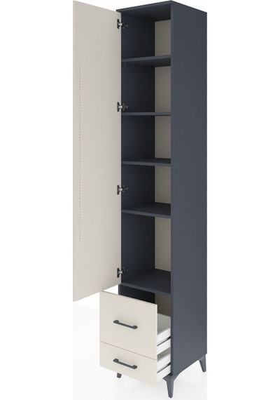 Hyperion Dolap 5 Raflı 2 Çekmeceli Tek Kapaklı 44x44x243 Antrasit-aytaşı Antrasit