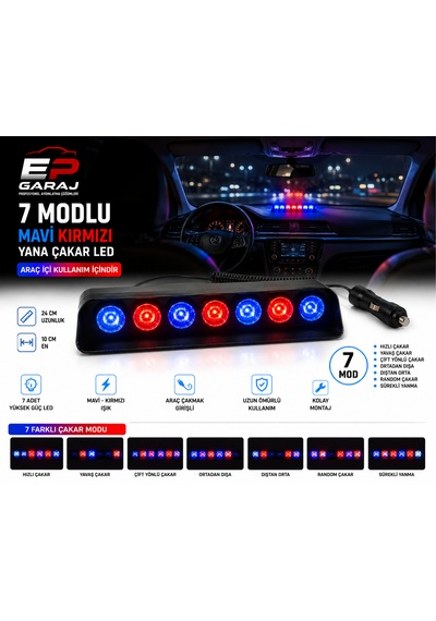 Üniversal Bütün Araçlara Uyumlu S6 / S7 Hıgh Power Mavi Kırmızı Led Çakar 0