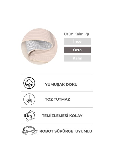 Lexus İnci Rengi Premium Halı & Yolluk Özel Kaymaz Tabanlı Yıkanabilir Tozumaz Modern Ekru