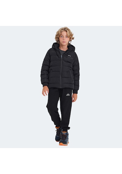 Slazenger CAPTAIN Çocuk Kapüşonlu Şişme Siyah Mont & Kaban