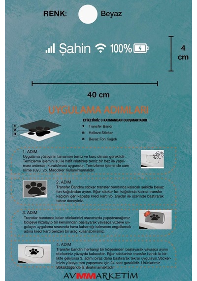 Tofaş Şahin Sticker Telefon Şarj Wifi Batarya Şebeke Cam Oto Sticker 40x4cm Beyaz Uyumlu