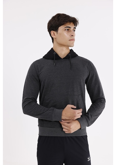 Rowinger Kanguru Cepli Ayarlanabilir Kordonlu Ribana Manşetli Rahat Kesim Kapüşonlu Sweatshirt Antracite