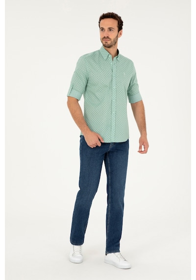 U.s. Polo Assn. Erkek Su Yeşili Gömlek Desenli 50282861-vr048 Su Yeşili
