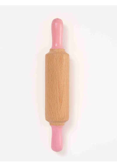 Childgen Doğal Ahşap Merdane - Pastel Pembe Çok  Renkli