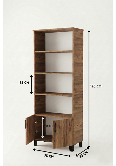 Çok Amaçlı Kitaplık Suntalam Kahverengi 75x190 Çok Renkli