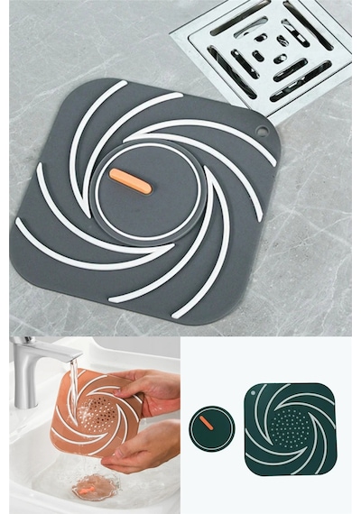 Gri Süzgeçli Silikon Lavabo Gider Kapağı Koku Önleyici Banyo Mutfak 15 cm