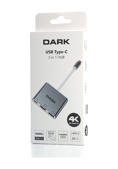 Dark 3In1 Usb3.1 Type C Erkek - Usb 3.0 / Hdmı Dönüştürücü (4K Uh