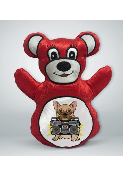 Bk Gift Şarkıcı Köpek Tasarımlı Kırmızı Ayıcık Yastık-1