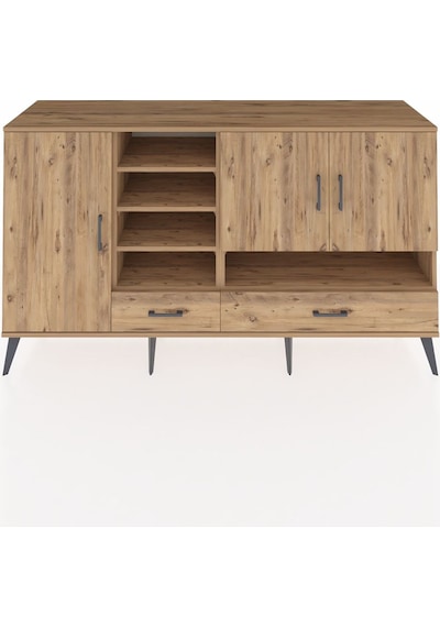 Kronos Konsol 8 Raflı 2 Çekmeceli 3 Kapaklı 176x59x99 Çam-çam Çam-çam