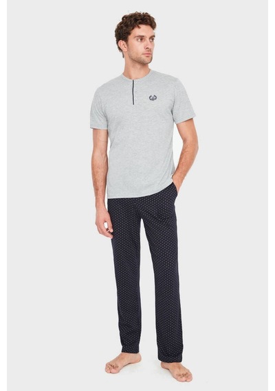 Mod Collection Erkek 3 Lü Pijama Takımı Gri 001