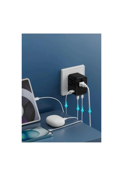 25w Evrensel Seyahat Adaptörü, Eu/us/uk/au Priz Dönüştürücü, 1x Usb, 2x Type-c Hızlı Şarj 0