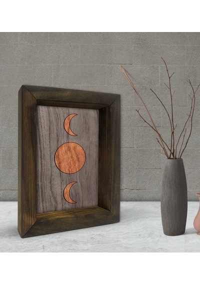 Bk Gift Ay Tasarımlı Dekoratif Doğal Masif Ahşap Çerçeve 15X20Cm- (500609967)