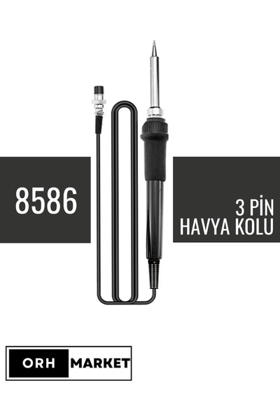 8586 İstasyon Uyumlu Havya Lehimleme Kolu – 3 Dişi Pinli, Dayanıklı Yedek Kablo Kol