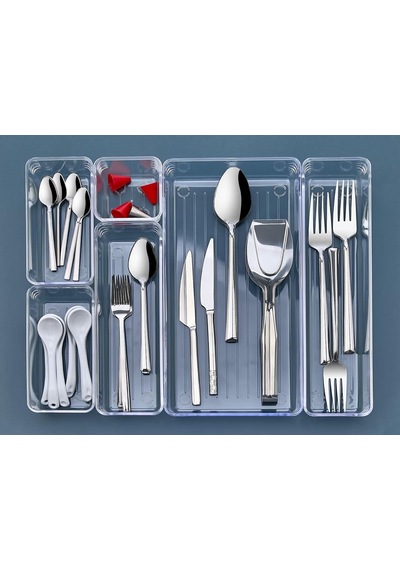 6'lı Şeffaf Çekmece Düzenleyici Seti Plastik Organizer Kutular Makyaj, Ofis, Mutfak Ve Banyo Düzeni İçin 6 Farklı Boyda Şeffaf Kutu