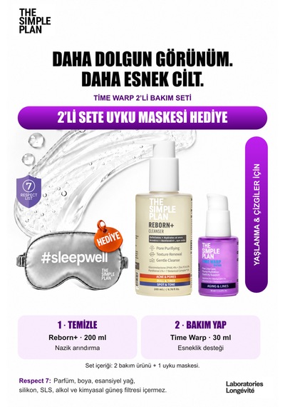 The Simple Plan Time Warp Yaşlanma Karşıtı Bakım Seti - Serum + Temizleyici Uyku Maskesi Hediyeli 2'li