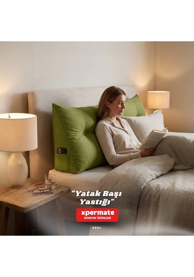 Yatak Başı Yastığı Sırt ve Bel Destek Yastığı 160 cm Yaslanma ve Dinlenme Yastığı Yeşil