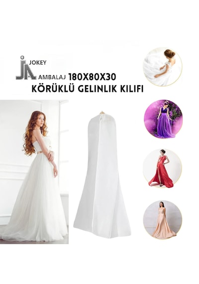 Jokey Ambalaj Fermuarlı Dolapiçi Gamboç Kıyafet,takım Elbise,abiye Ve Gelinlik Kılıfı 80x180+30cm Renk Seçenekli Beyaz