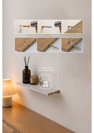 Harmony 3 Raflı Gizli Monte Uçan Raf 50 15 Cm Gri