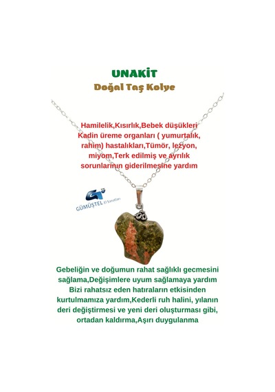 Sertifikalı Unakit Doğal Taş Kolye Zincir Çok REnkli