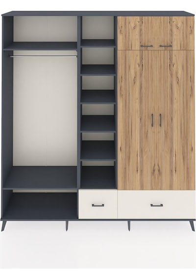 Hyperion Dolap 12 Raflı 2 Çekmeceli 2 Askılı 220x44x243 Antrasit-çam/aytaşı Çok Renkli Hyperion Dolap 12 Raflı 2 Çekmeceli 2 Askılı 220x44x243 Antrasit-çam/aytaşı Çok Renkli