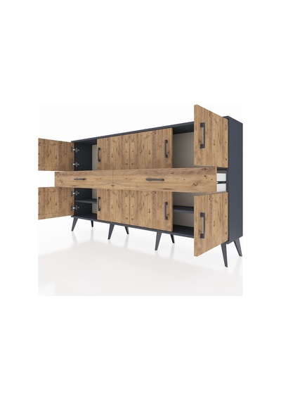 Arges Konsol 4 Raflı 2 Çekmeceli 8 Kapaklı 176x30x99 Antrasit-çam Antrasit-çam Arges Konsol 4 Raflı 2 Çekmeceli 8 Kapaklı 176x30x99 Antrasit-çam Antrasit-çam