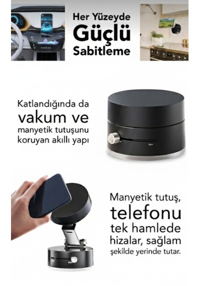 Premium Kilitlenebilir Vantuzlu-telefon Tutacagı Siyah