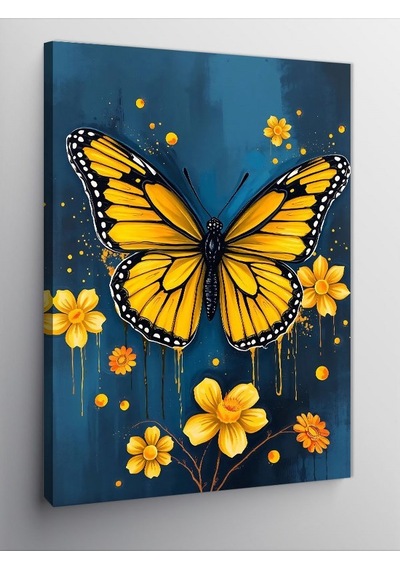 Kanvas Tablo Sarı Kelebek Masalı 100cmx140cm