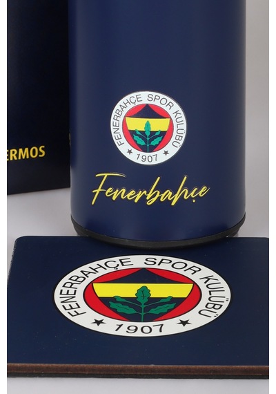 Lisanslı Fenerbahçe 500 Ml Çelik Matara Ve Kupa Altlığı Seti Altın