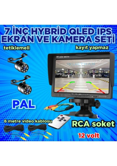 2 Adet Beyaz Ledli Kelebek Kamera Ve 7'' Qled Monitör 12v