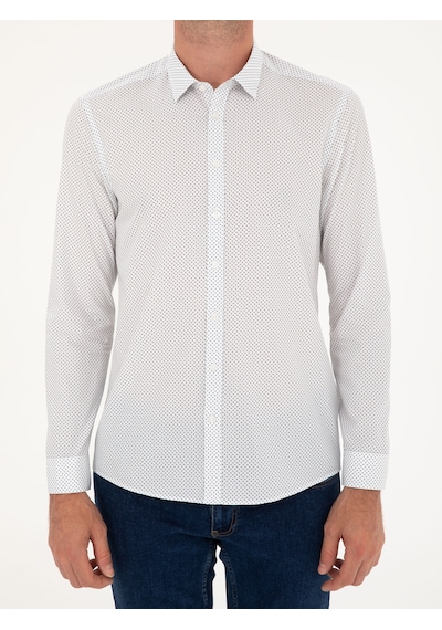 Cacharel Lacivert Slim Fit Uzun Kollu Gömlek
