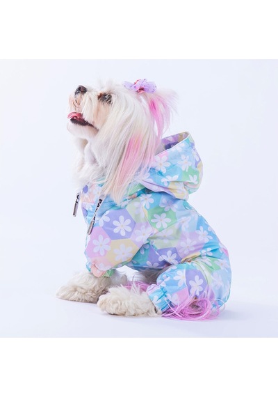 Pawstar Flores Fileli Köpek Tulum Yağmurluğu