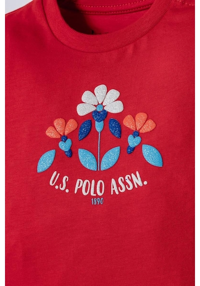 U.S. Polo Assn. U.s. Polo Assn Kız Bebek 2 Li Şort T-şhirt Takım Nar Çiçeği-2273 Nar Çiçeği