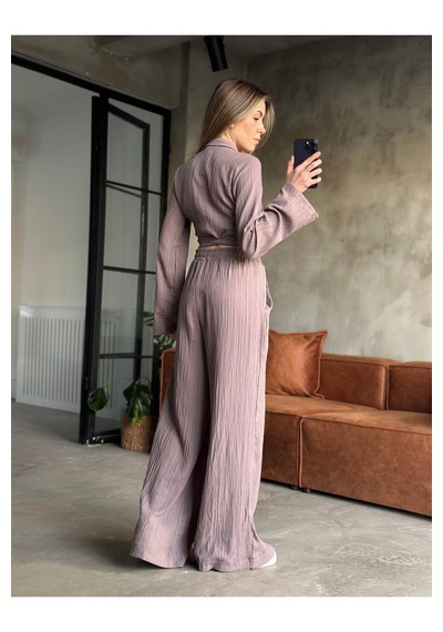 Fashion Cocktail Asimetrik Cepli Lastikli Pantolon Yan Bağlamalı Kollu Crop Yazlık Tatil Dokulu Gofre Kumaşlı Kadın Bohem Boho Takım Set Mürdüm Fashion Cocktail Asimetrik Cepli Lastikli Pantolon Yan Bağlamalı Kollu Crop Yazlık Tatil Dokulu Gofre Kumaşlı Kadın Bohem Boho Takım Set Mürdüm