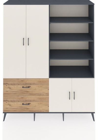 Hyperion Gardrop 7 Raflı 2 Çekmeceli Tek Askılı 176x44x221 Antrasit-aytaşı/çam Aytaşı/çam Hyperion Gardrop 7 Raflı 2 Çekmeceli Tek Askılı 176x44x221 Antrasit-aytaşı/çam Aytaşı/çam