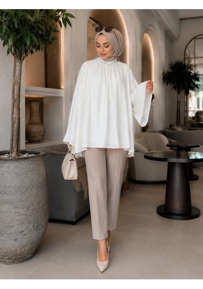 Esra Butik78 Tül Modal Astarlı Rahat Kalıp Tunik Beyaz & Yağ Yeşili Günlük Ve Şık Tesettür Kombini Esra Butik78 Tül Modal Astarlı Rahat Kalıp Tunik Beyaz & Yağ Yeşili Günlük Ve Şık Tesettür Kombini