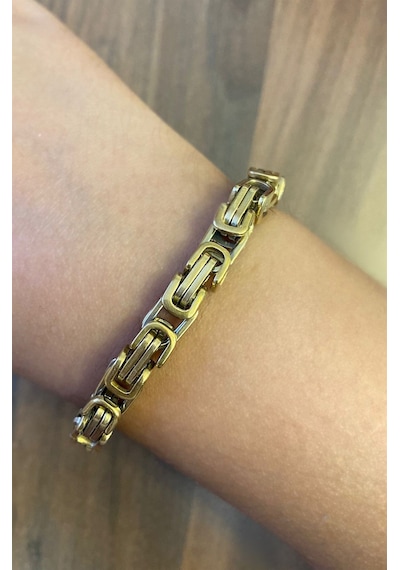Erkek Kral Zincir Gold Renk Çelik Bileklik
