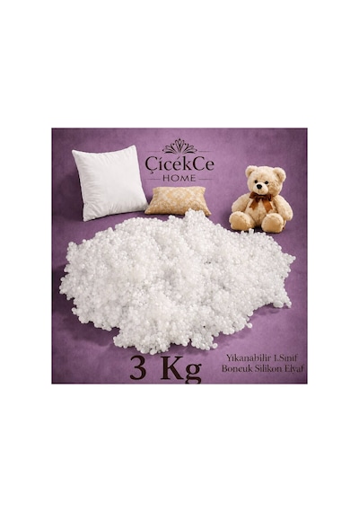 Yıkanabilir Silikon Boncuk Elyaf Tam Silikon 3 Kg Beyaz