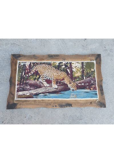 Yabanın Gölgesinde Temalı İran Tebriz Halı Tablo 120x70cm - Duvar Halı Kilim Tablo