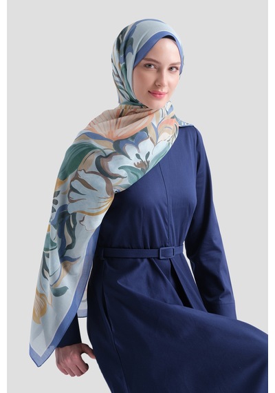 Armine Elegance Pamuk - İpek Şal As559 Saks Mavi
