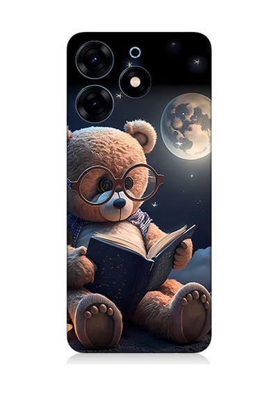 Tecno Spark 10 Pro Uyumlu Silikon Kılıf Kitap Okuyan Sevimli Ayı Tedy