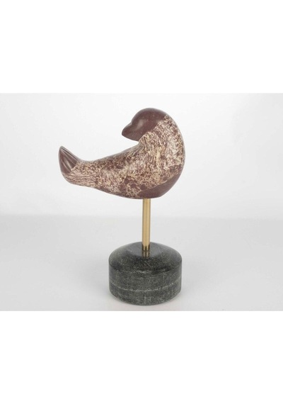 Mermer Metal Çubuk Kuş Obje 14x22cm