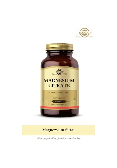 Solgar Magnesium Citrate Magnezyum Sitrat 200mg 60 Tablet