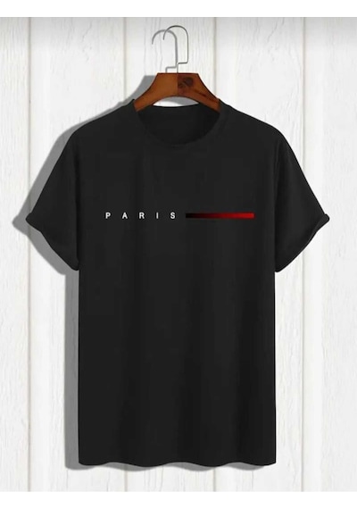 Kozia Outdoors Malkoçbey Kısa Çizgi Paris Baskılı Oversize Unisex Basic T-shirt SIYAH