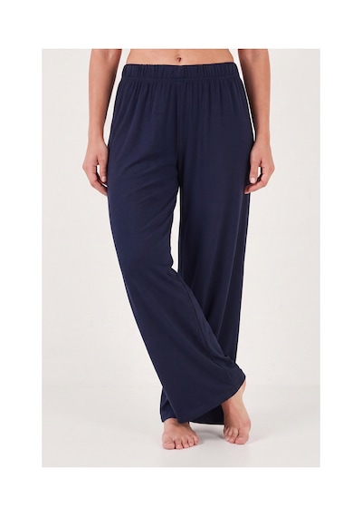 Lela Yumuşak Dokulu Bisiklet Yaka Lastikli Bel Kısa Kollu Pijama Takımı Bayan Pijama Takımı 65720102 Lacivert