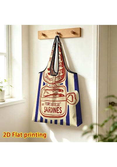 My Balli Store Büyük Boy Alışveriş Ve Pazar Çantası, Dayanıklı Polyester Omuz Tote Çanta Sardalya